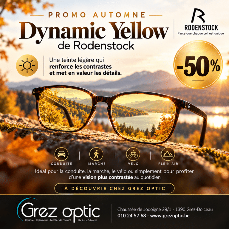 Verres Dynamic Yellow Rodenstock en promotion chez Grez Optic à Grez-Doiceau
